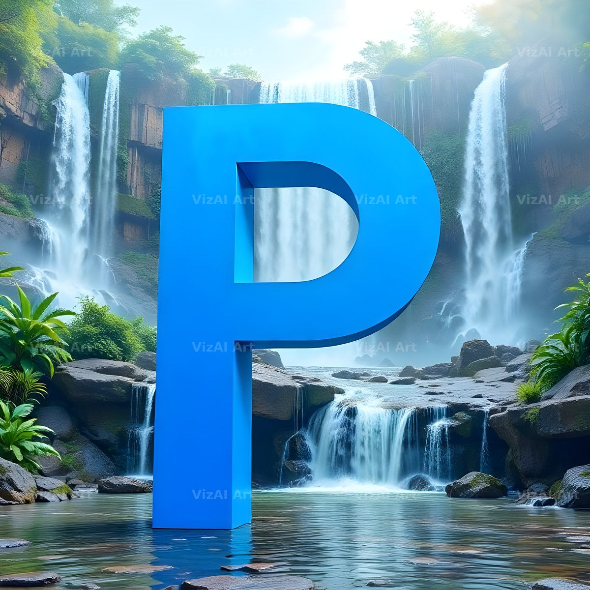 Tropical Waterfall alphabet letter P