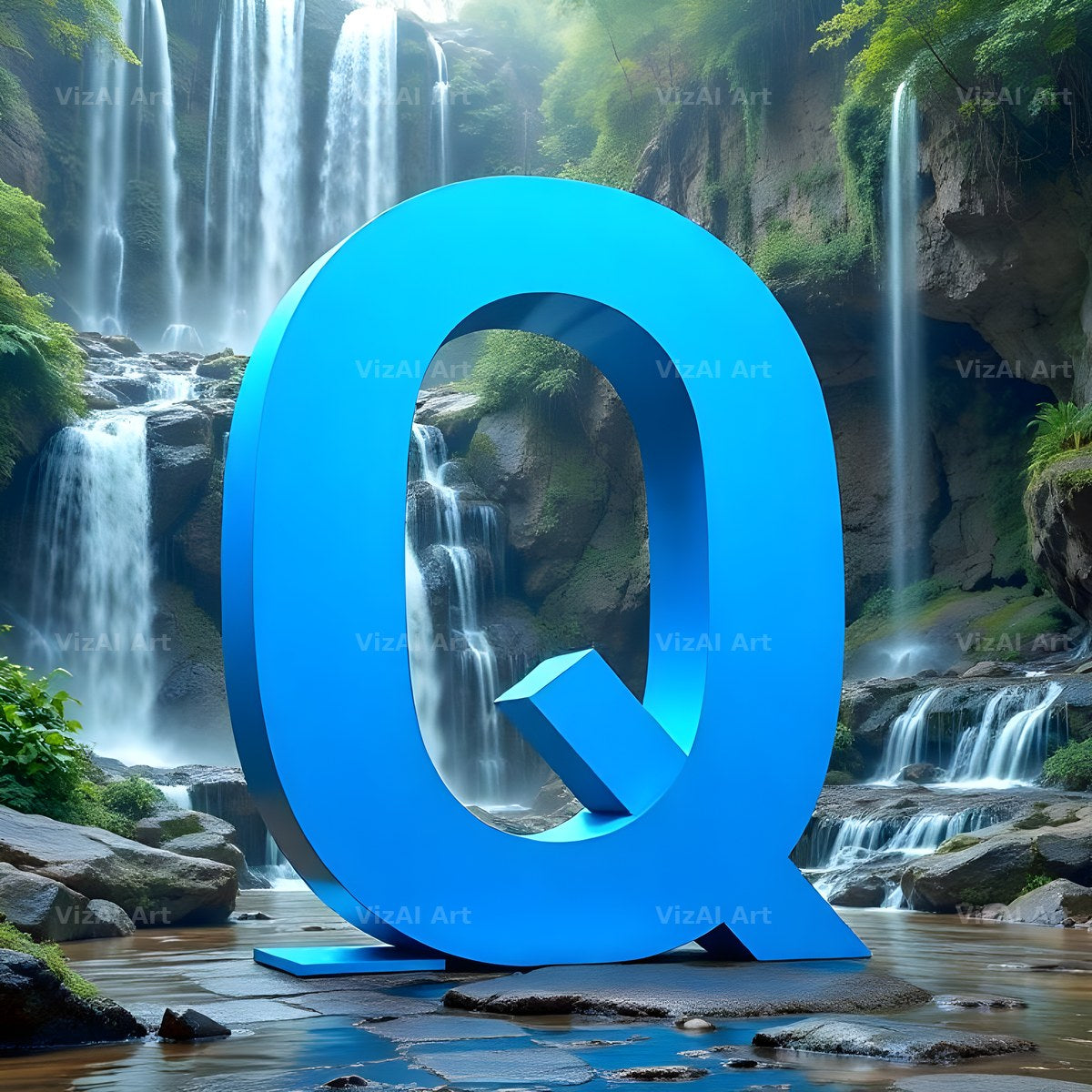 Tropical Waterfall alphabet letter Q