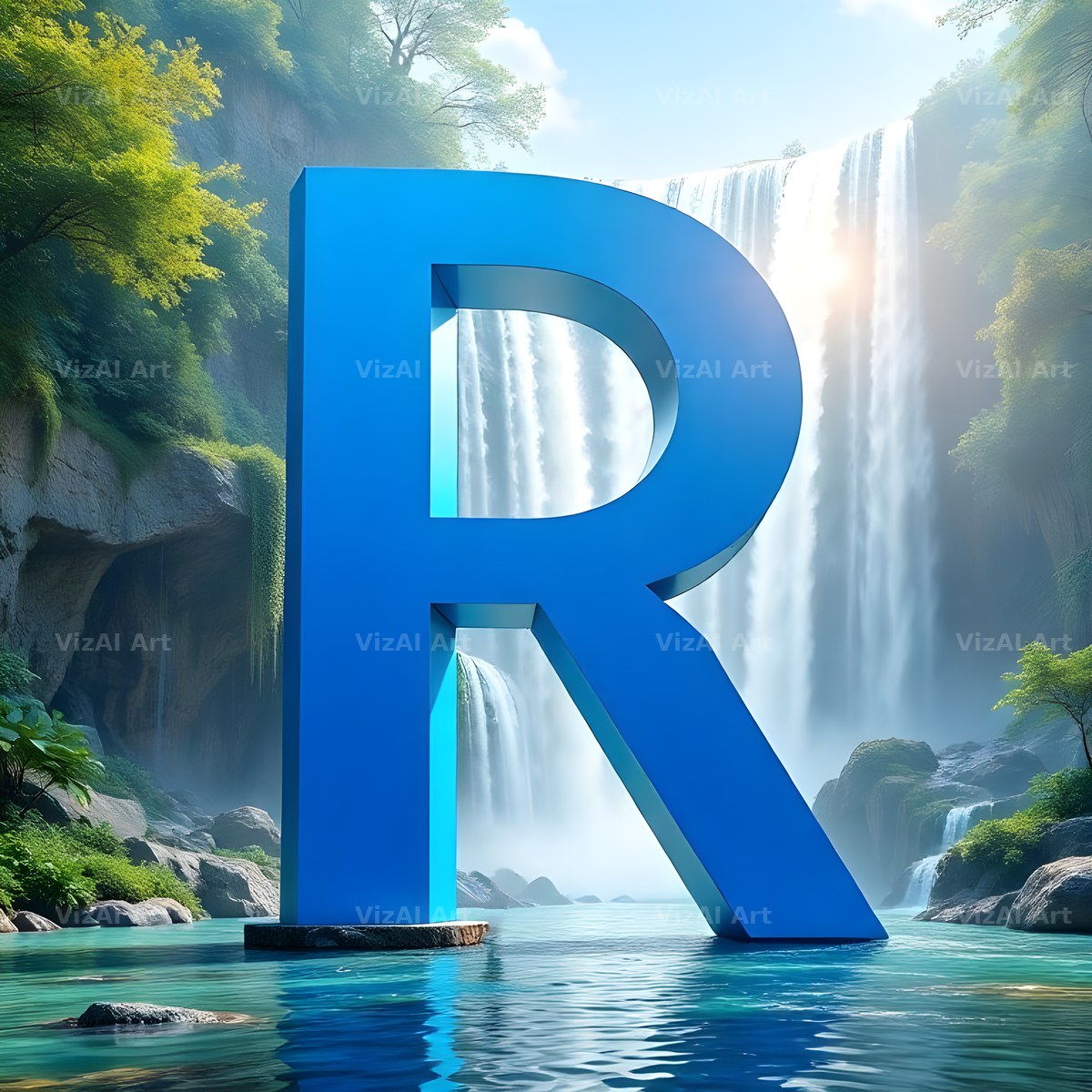 Tropical Waterfall alphabet letter R