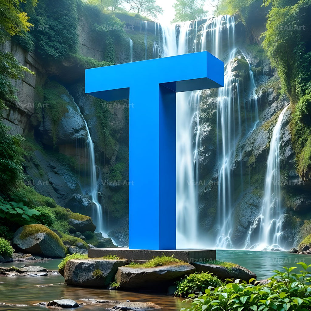 Tropical Waterfall alphabet letter T