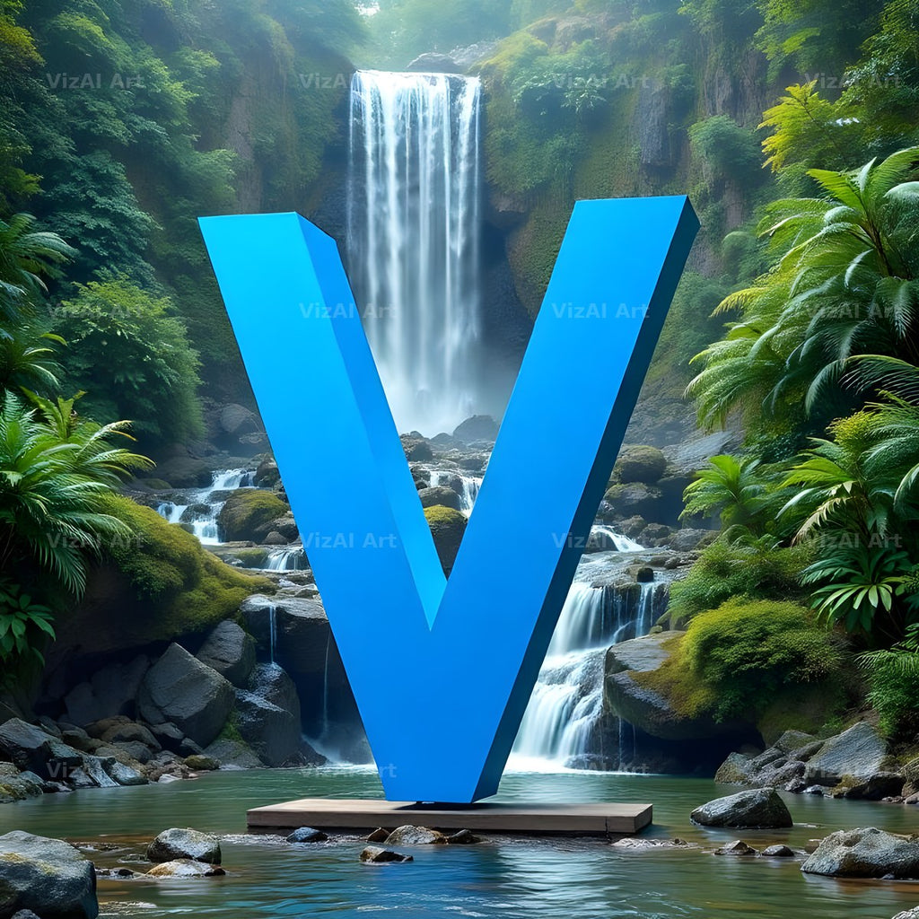 Tropical Waterfall alphabet letter V