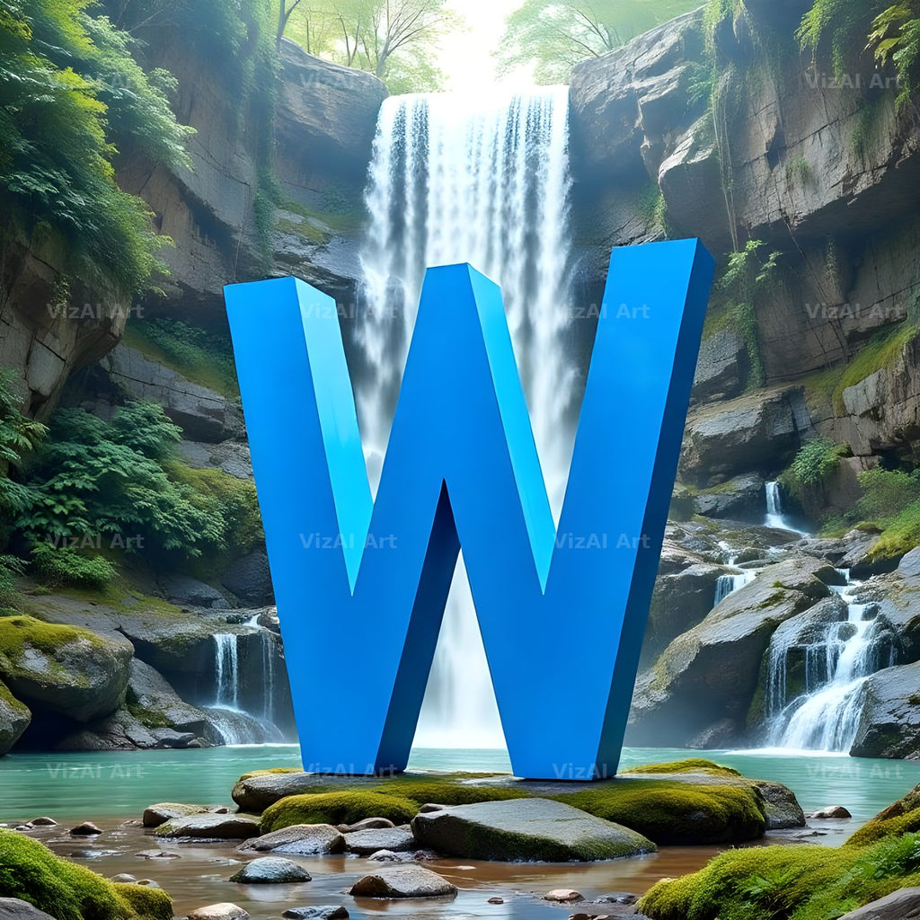 Tropical Waterfall alphabet letter W