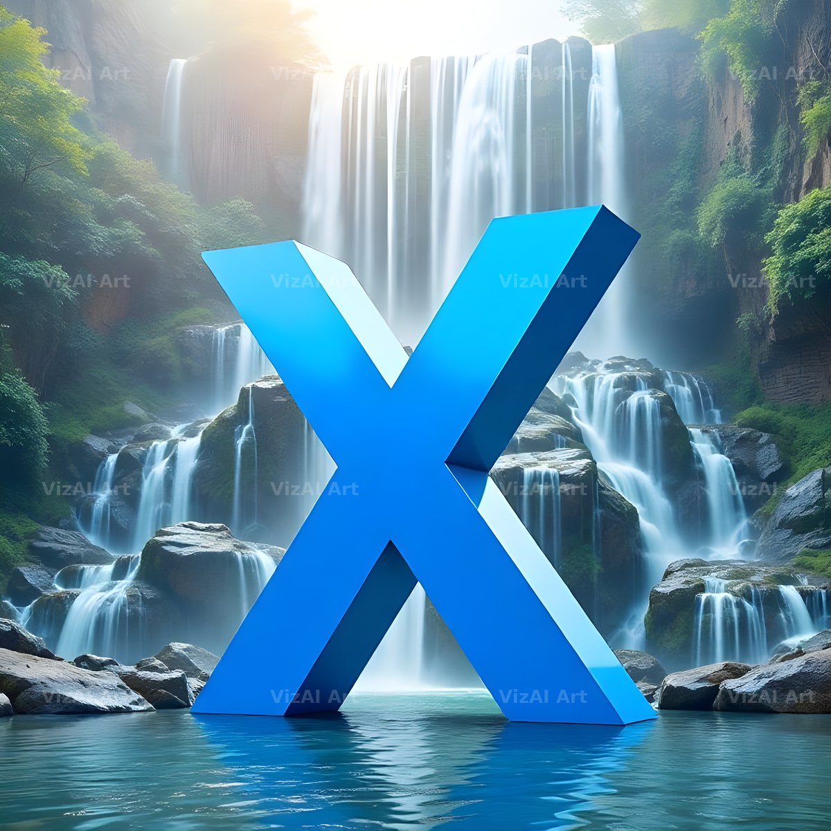 Tropical Waterfall alphabet letter X