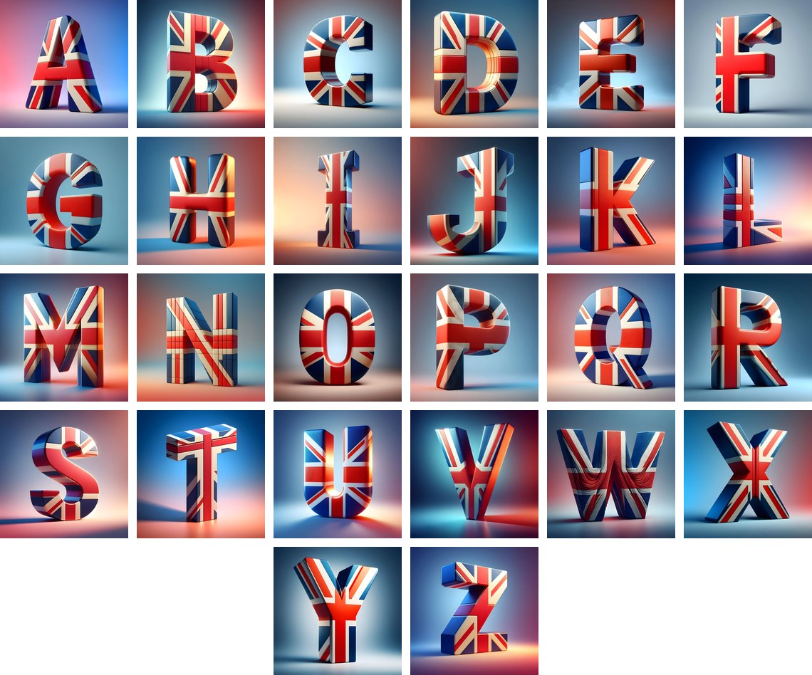 Union Jack alphabet — all 26 letters
