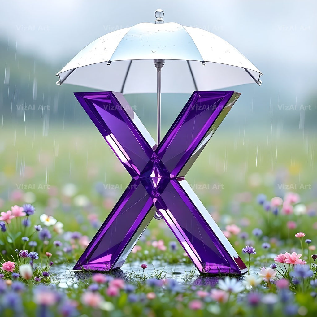 Umbrella Meadow Rain alphabet letter X