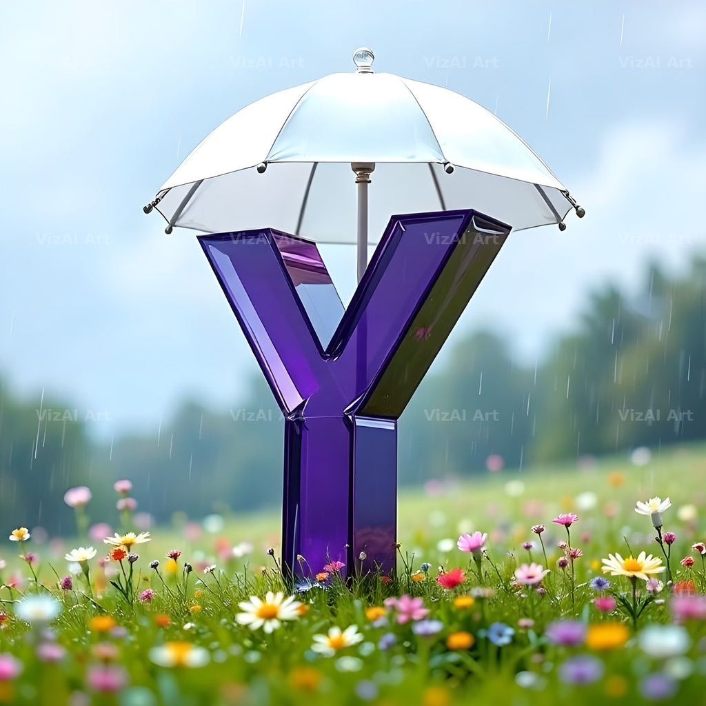 Umbrella Meadow Rain alphabet letter Y