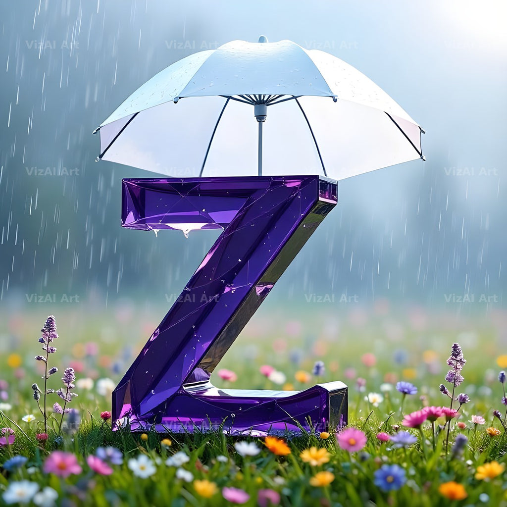 Umbrella Meadow Rain alphabet letter Z
