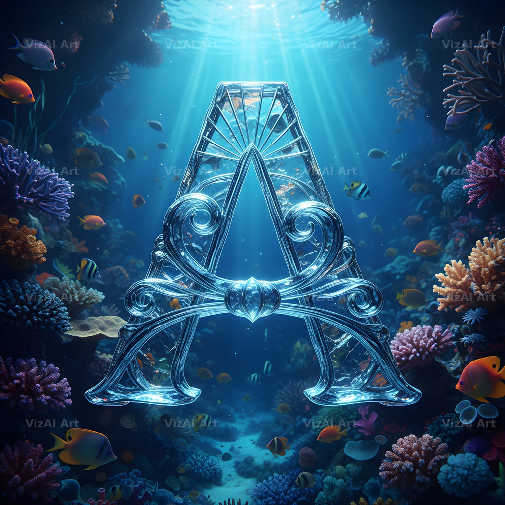 Sunken Reef Glass alphabet letter A