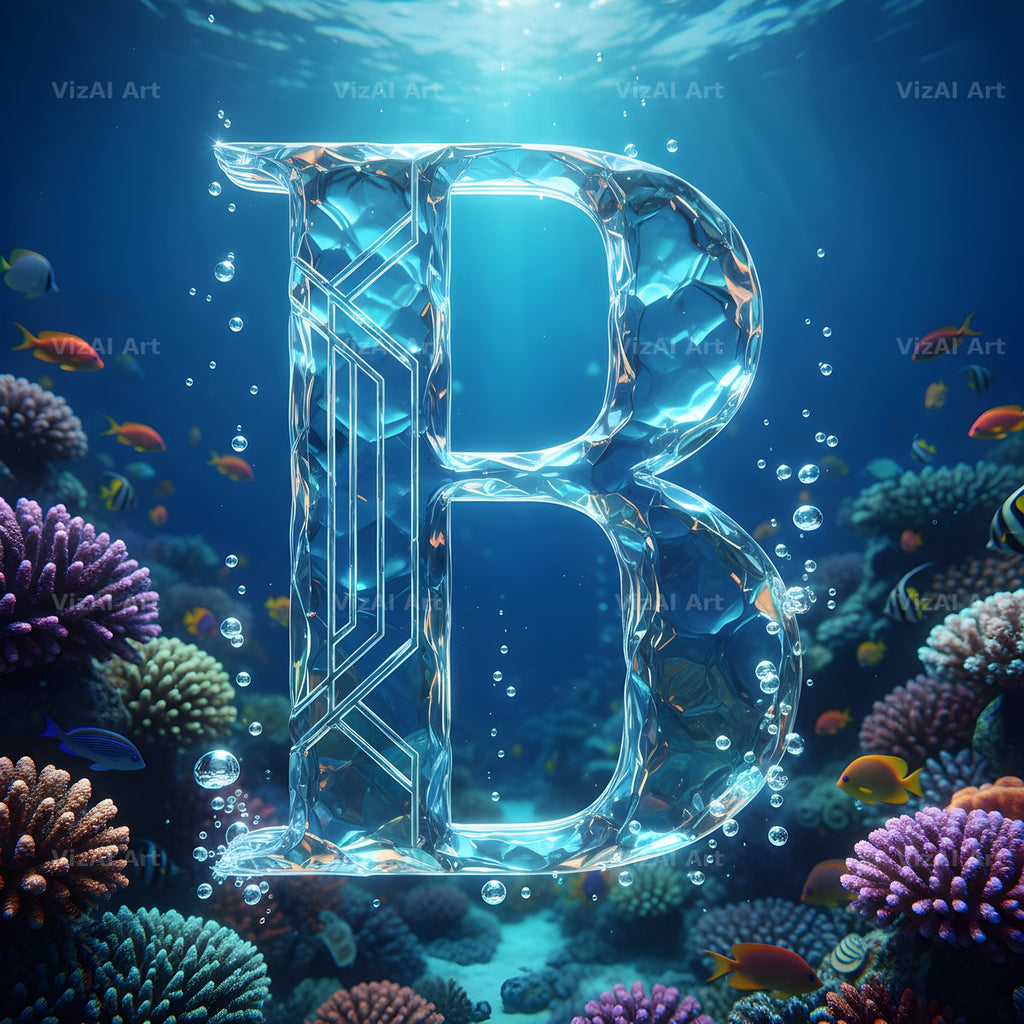 Sunken Reef Glass alphabet letter B