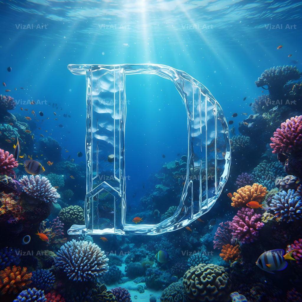 Sunken Reef Glass alphabet letter D
