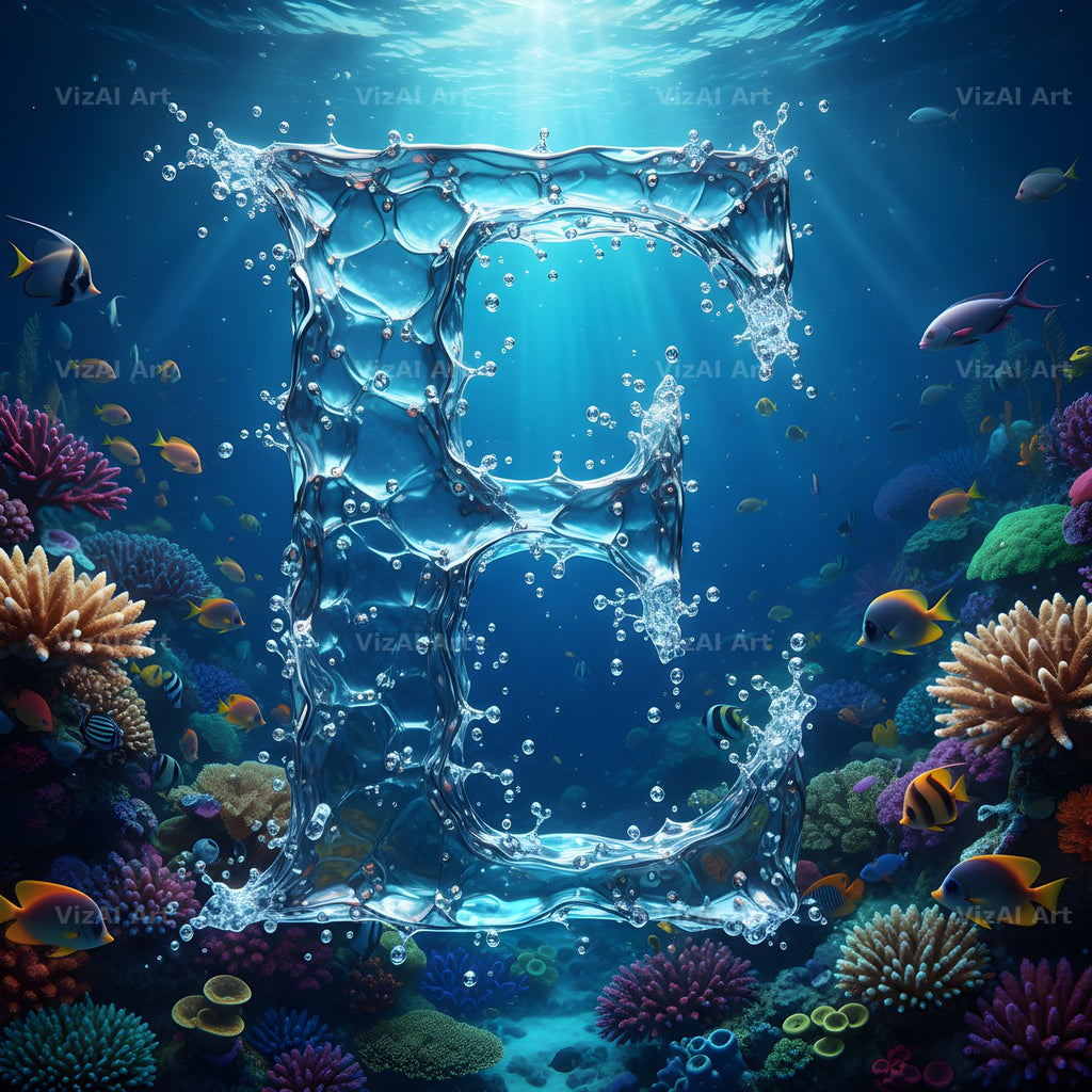 Sunken Reef Glass alphabet letter E