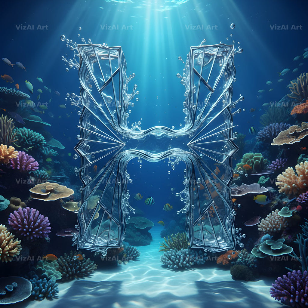 Sunken Reef Glass alphabet letter H
