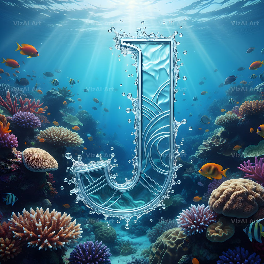 Sunken Reef Glass alphabet letter J