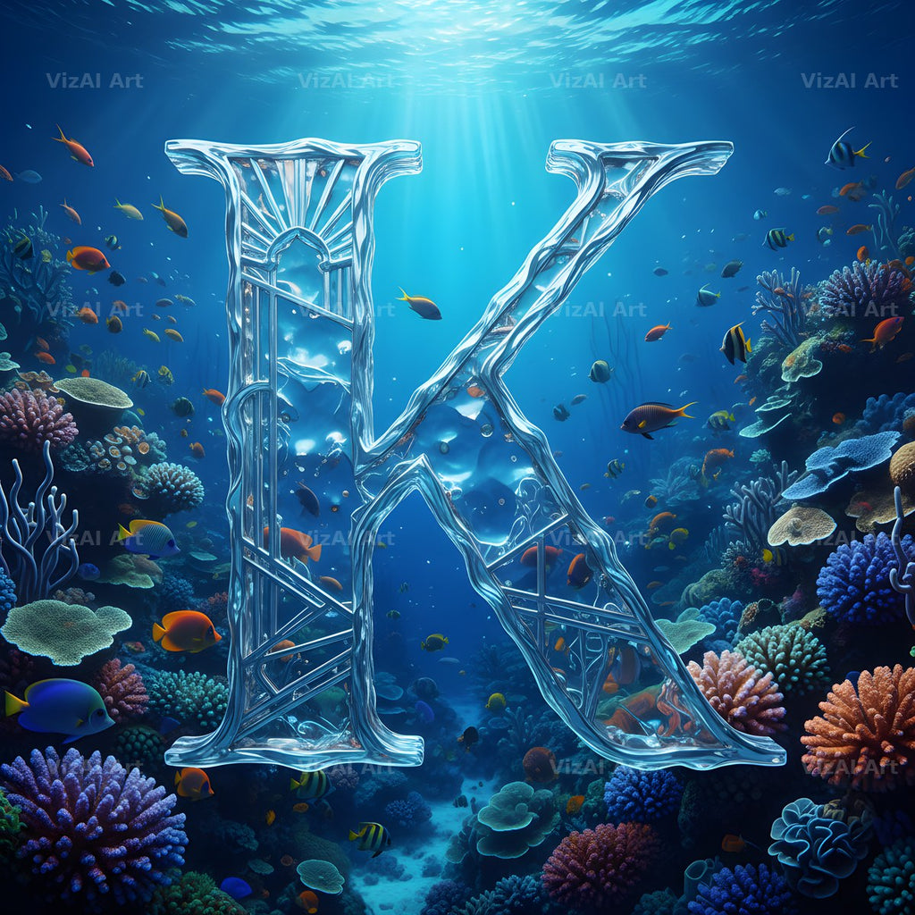 Sunken Reef Glass alphabet letter K