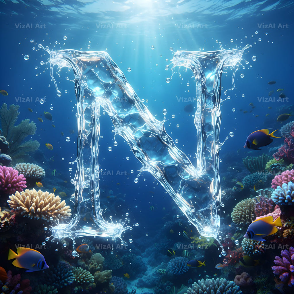Sunken Reef Glass alphabet letter N