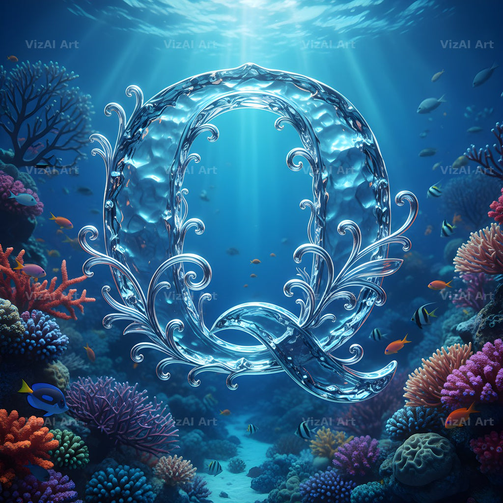 Sunken Reef Glass alphabet letter Q