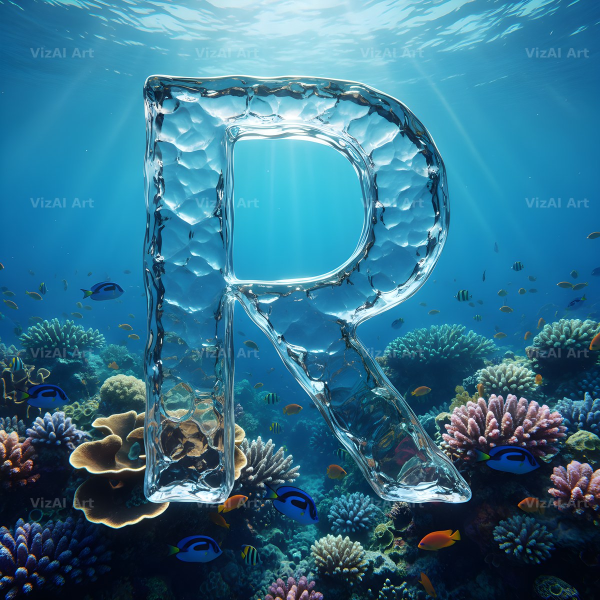 Sunken Reef Glass alphabet letter R