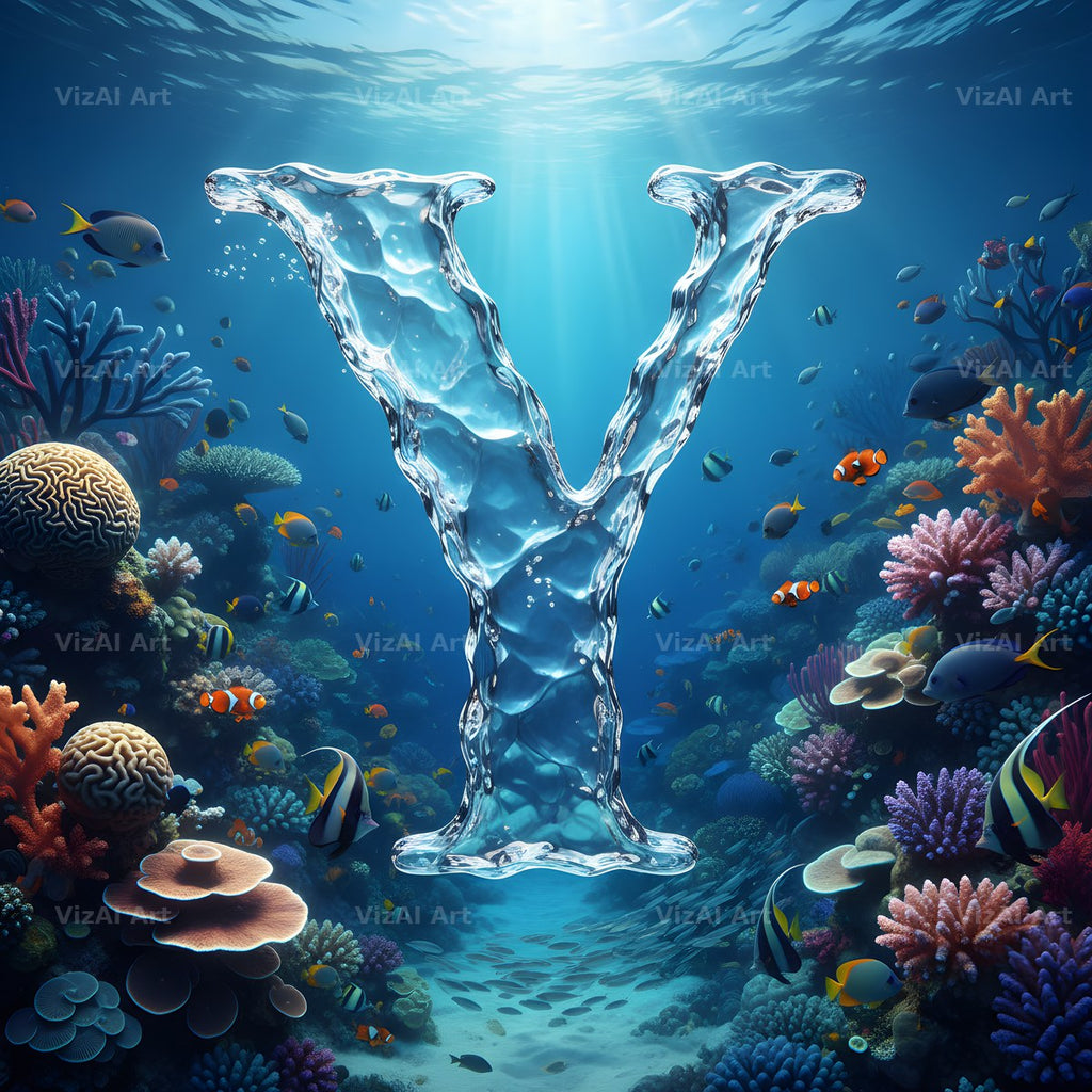 Sunken Reef Glass alphabet letter Y