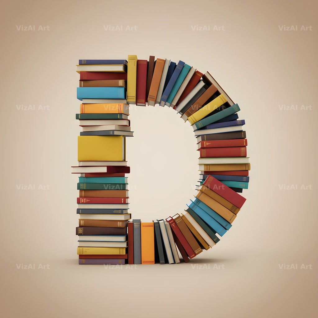 Vintage Book Spine alphabet letter D