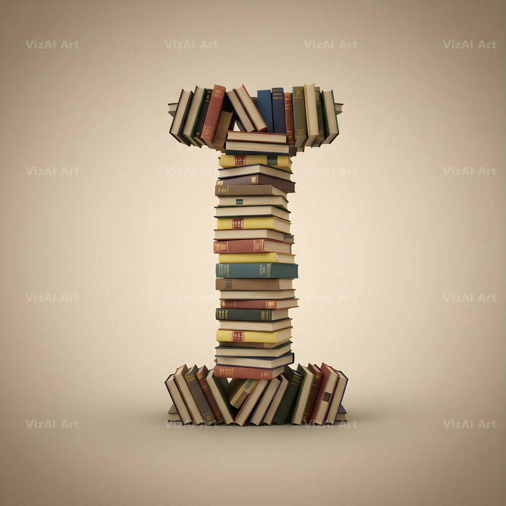 Vintage Book Spine alphabet letter I