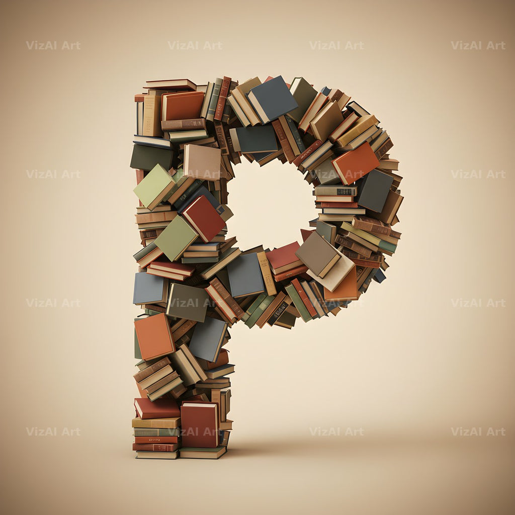 Vintage Book Spine alphabet letter P