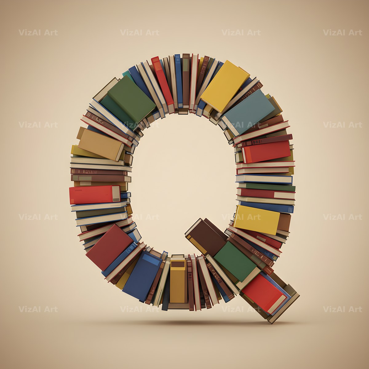 Vintage Book Spine alphabet letter Q