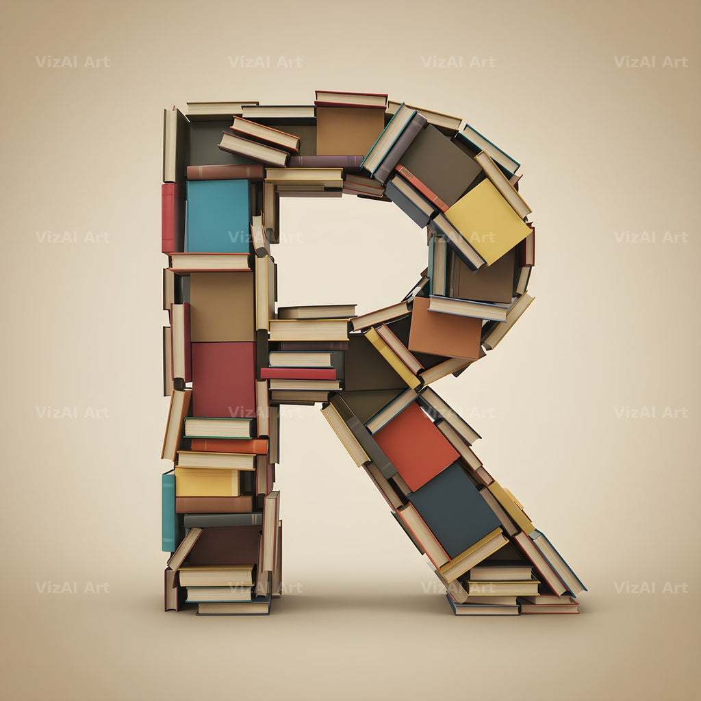 Vintage Book Spine alphabet letter R