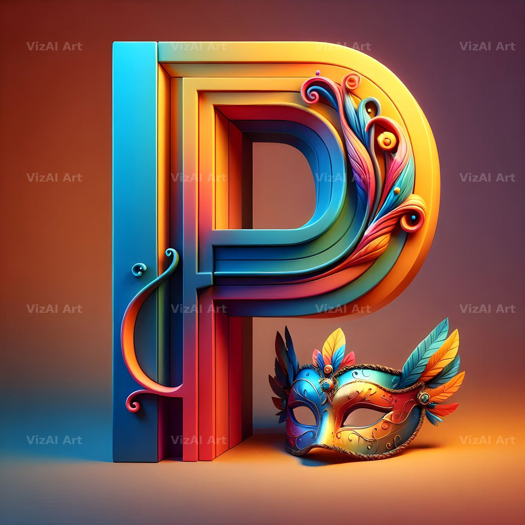 Venetian Mask Carnival alphabet letter P