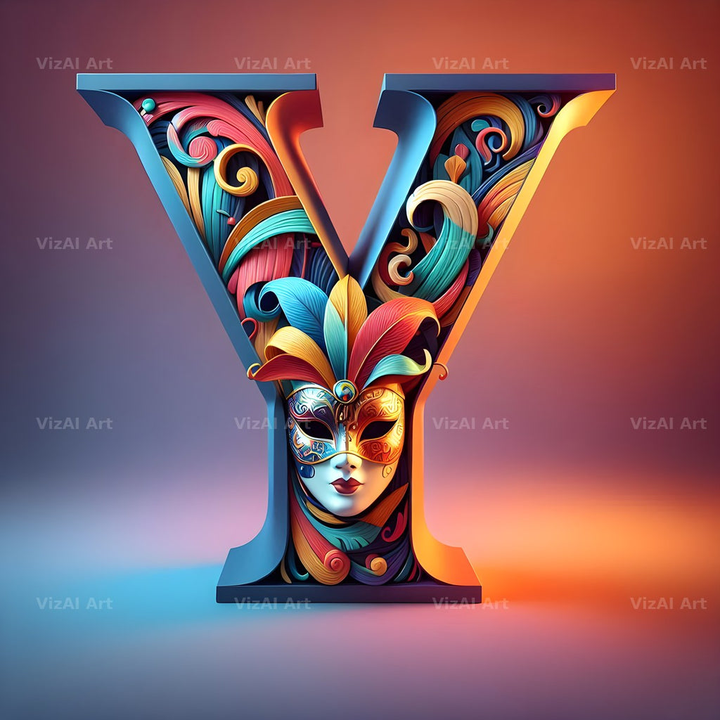 Venetian Mask Carnival alphabet letter Y