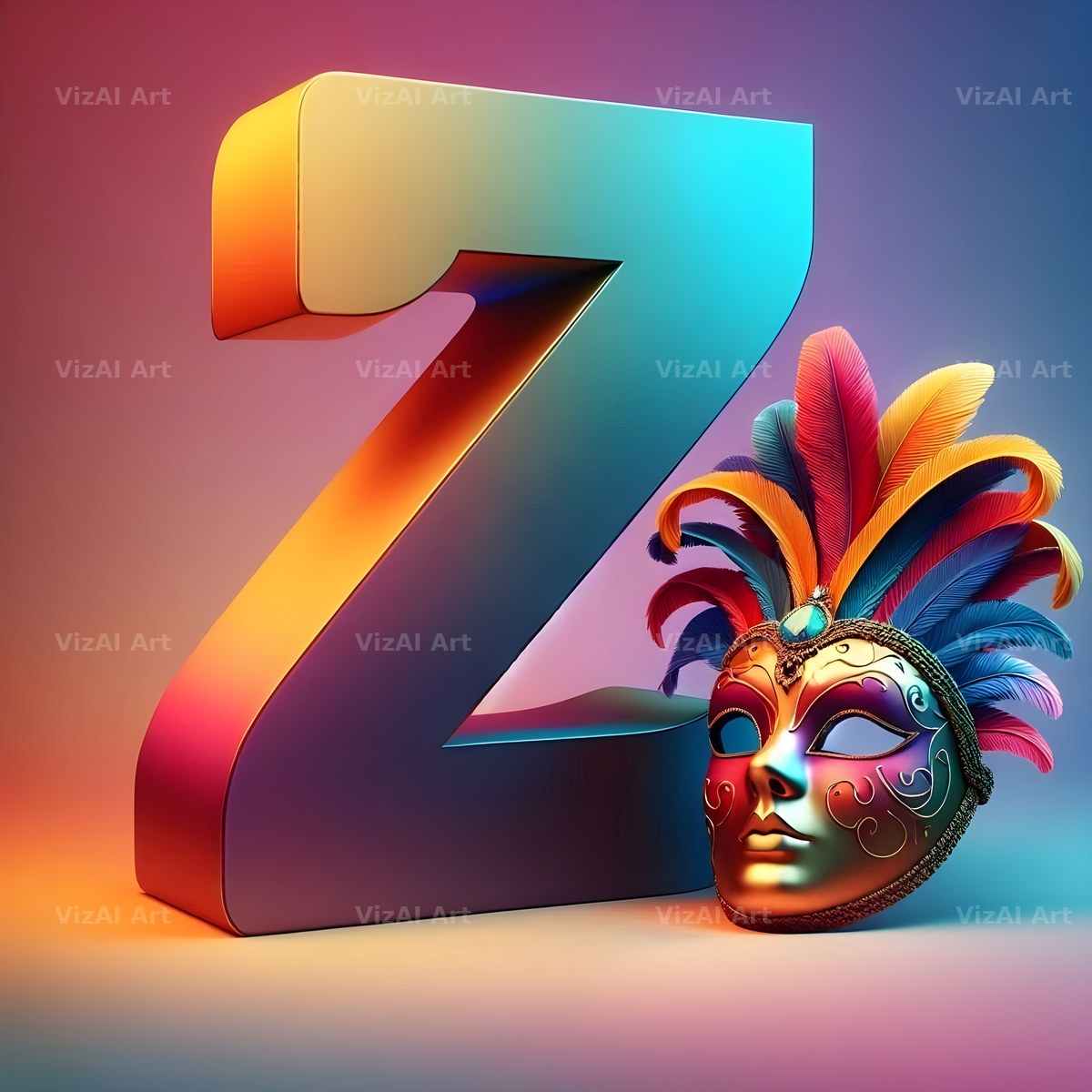 Venetian Mask Carnival alphabet letter Z
