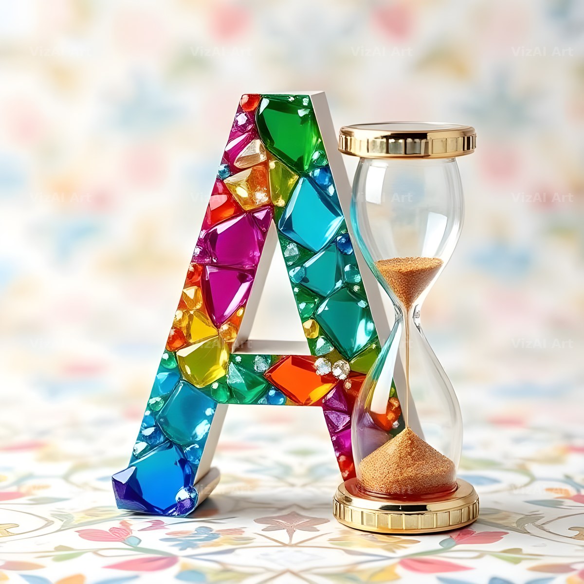 Vintage Hourglass alphabet letter A