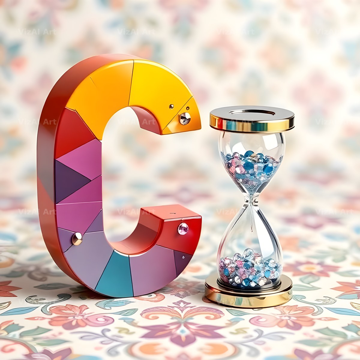 Vintage Hourglass alphabet letter C