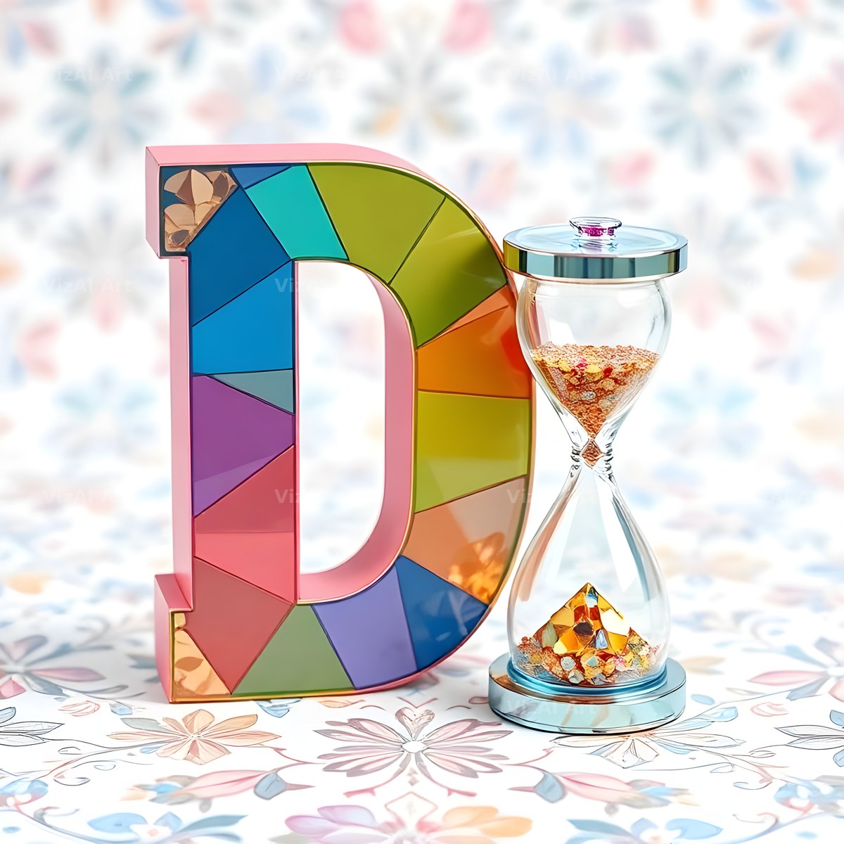 Vintage Hourglass alphabet letter D