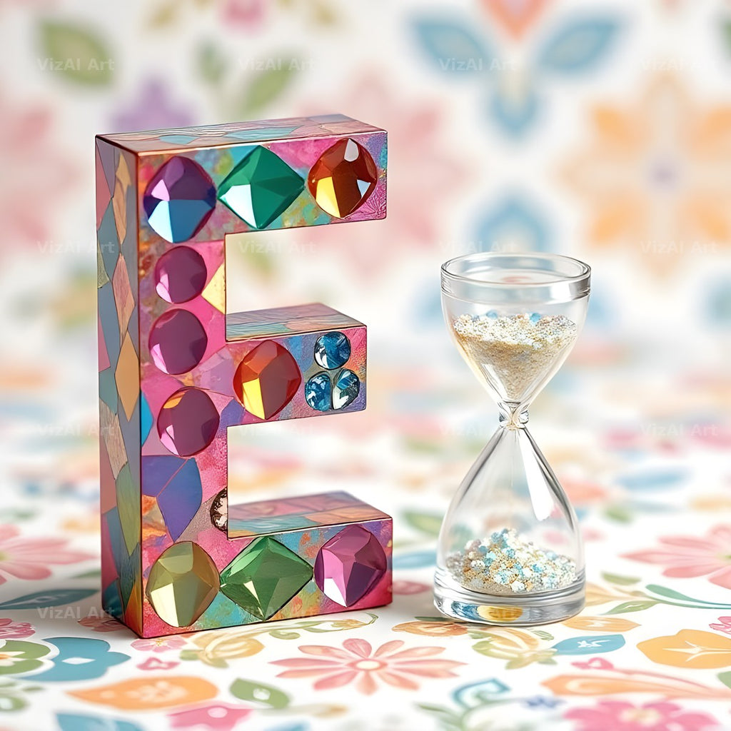 Vintage Hourglass alphabet letter E