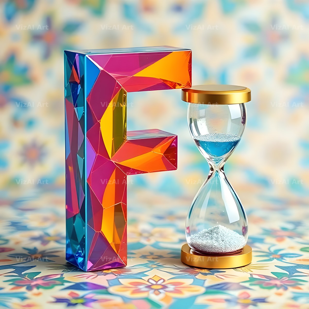 Vintage Hourglass alphabet letter F