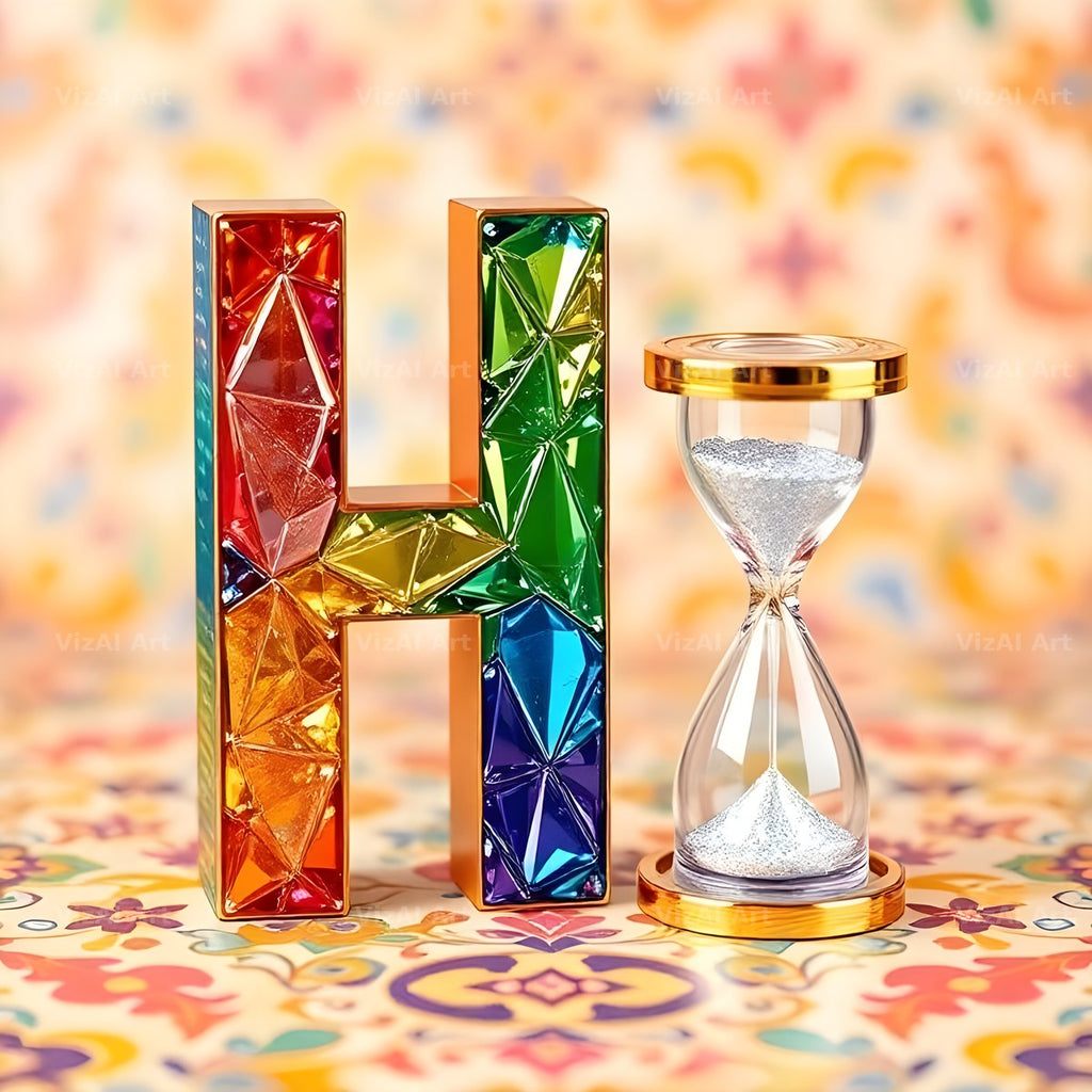 Vintage Hourglass alphabet letter H