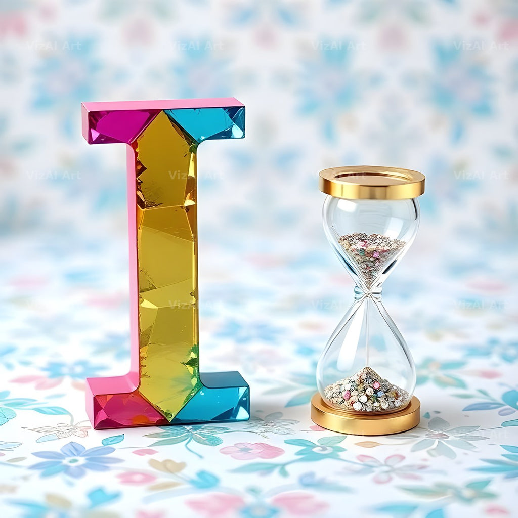 Vintage Hourglass alphabet letter I