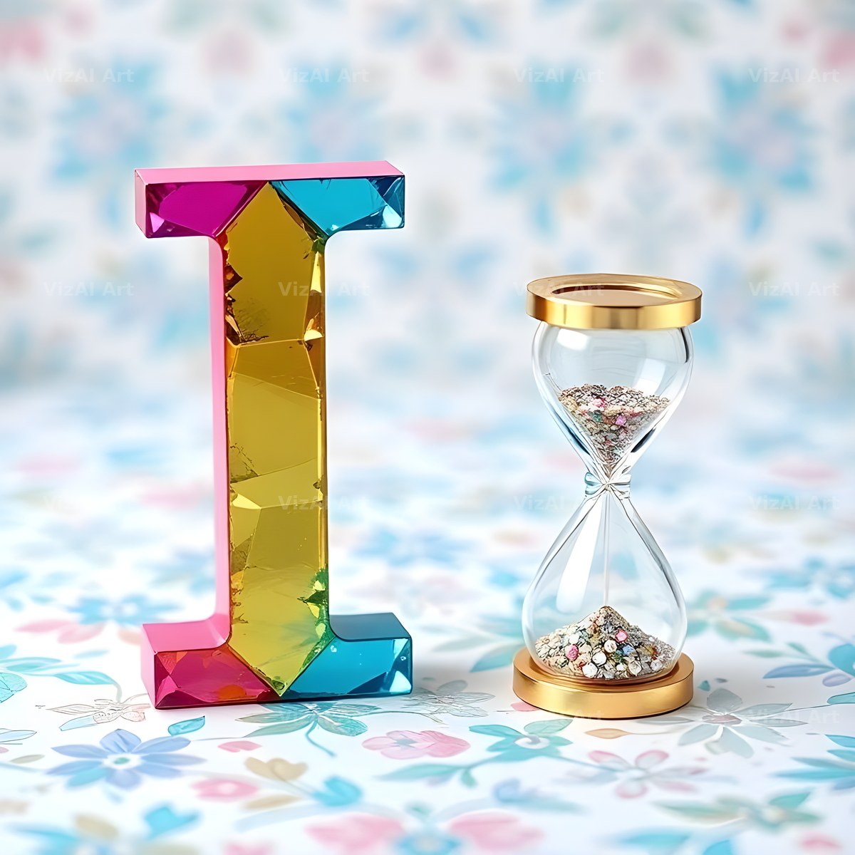 Vintage Hourglass alphabet letter I