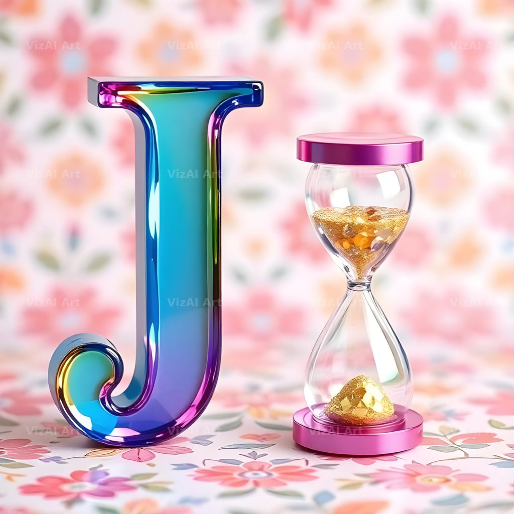 Vintage Hourglass alphabet letter J