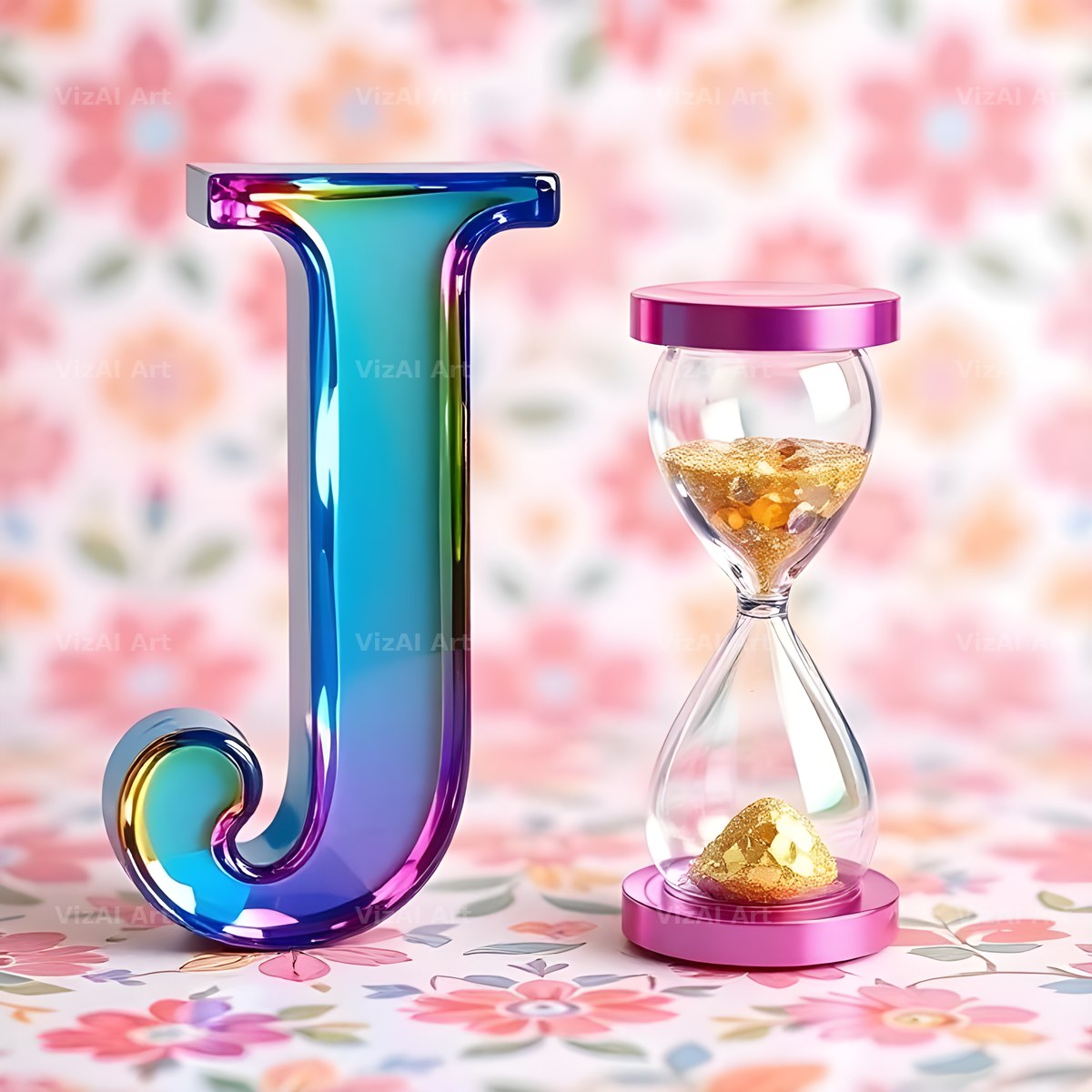 Vintage Hourglass alphabet letter J