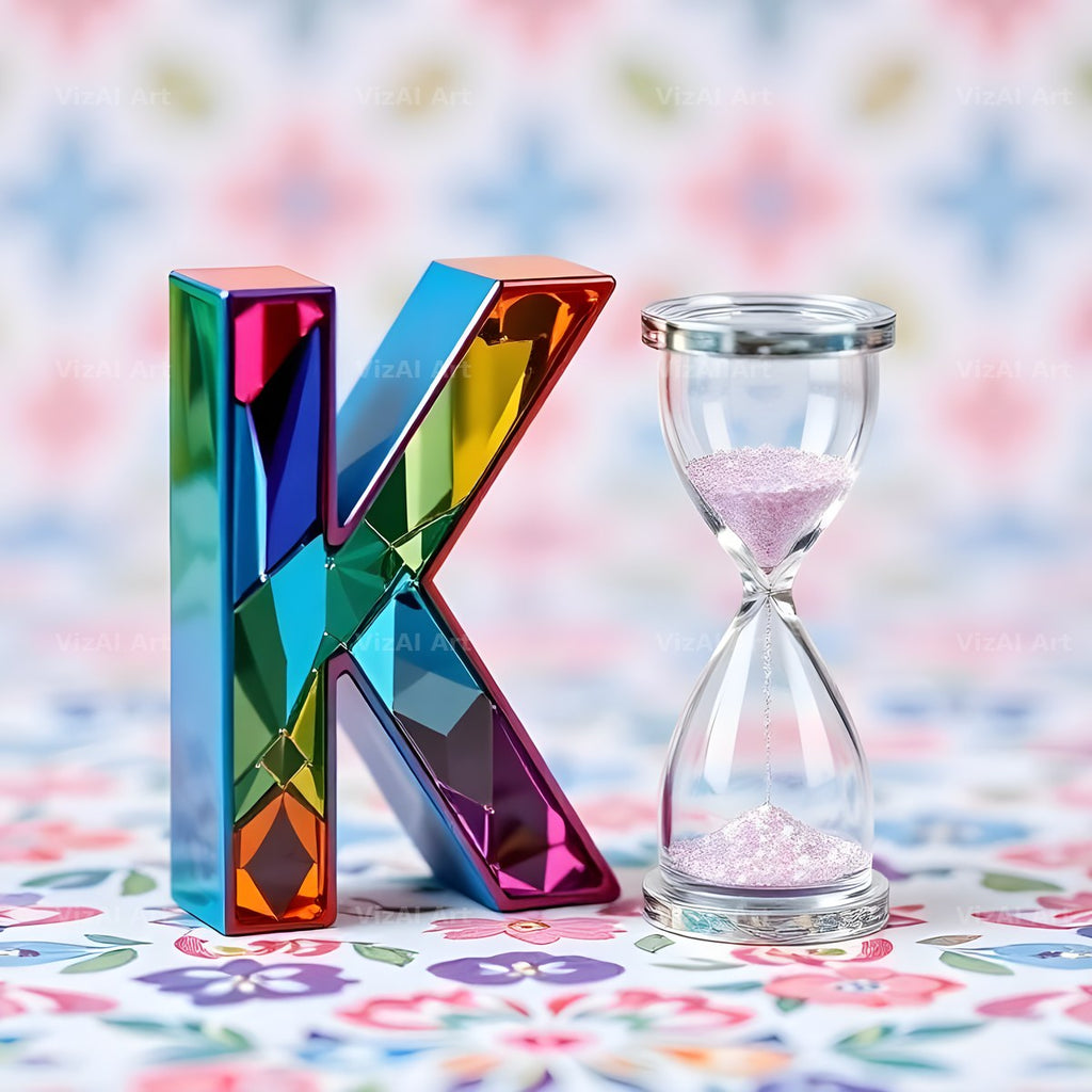 Vintage Hourglass alphabet letter K