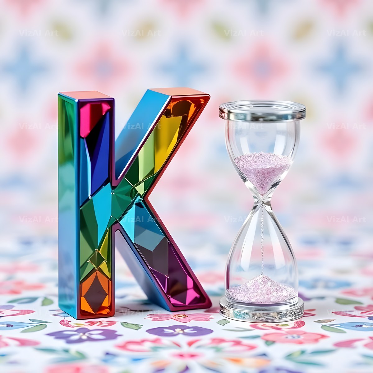 Vintage Hourglass alphabet letter K