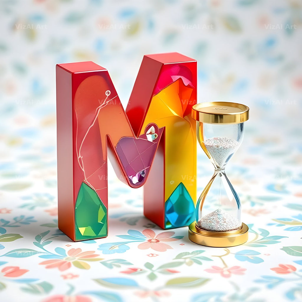 Vintage Hourglass alphabet letter M