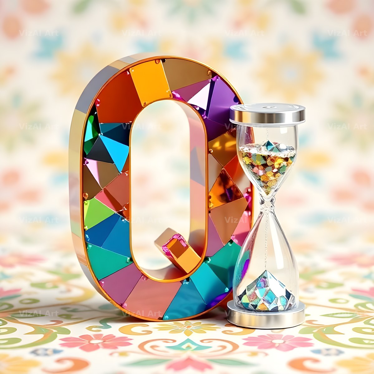 Vintage Hourglass alphabet letter Q