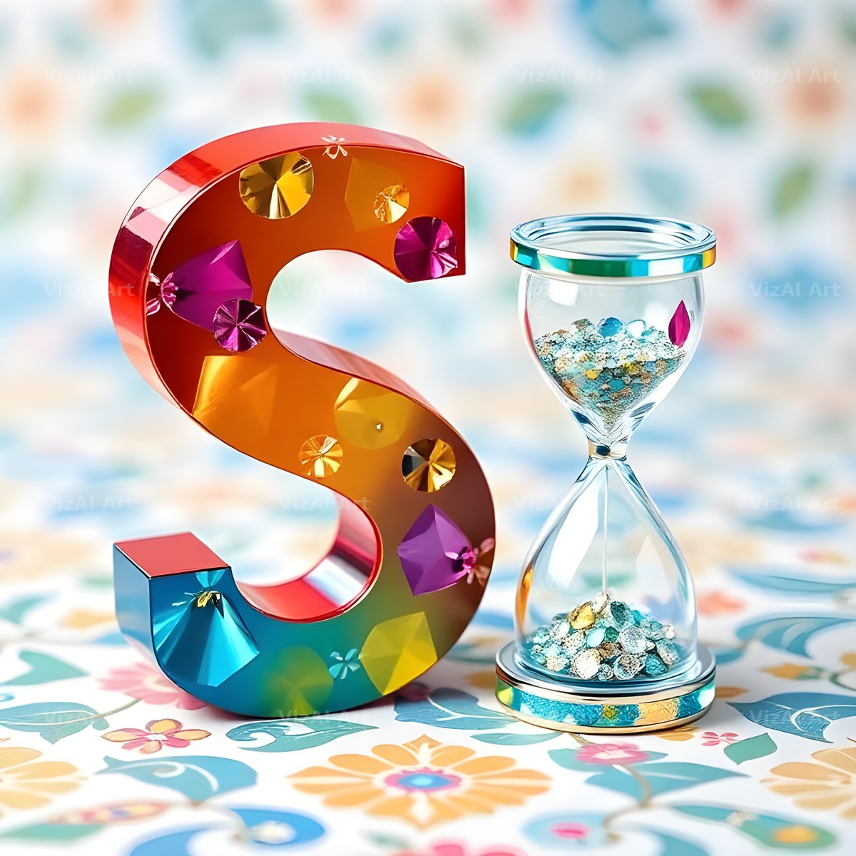 Vintage Hourglass alphabet letter S