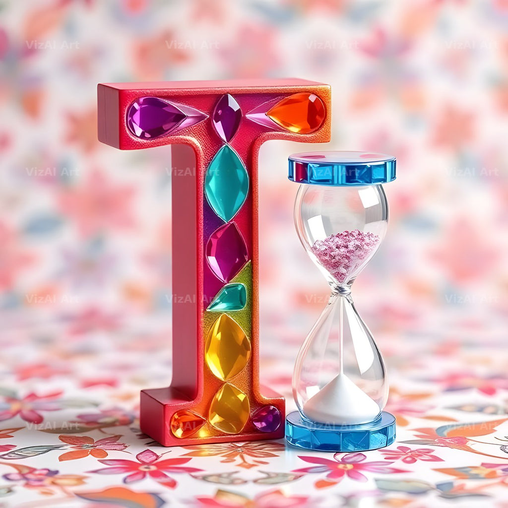 Vintage Hourglass alphabet letter T