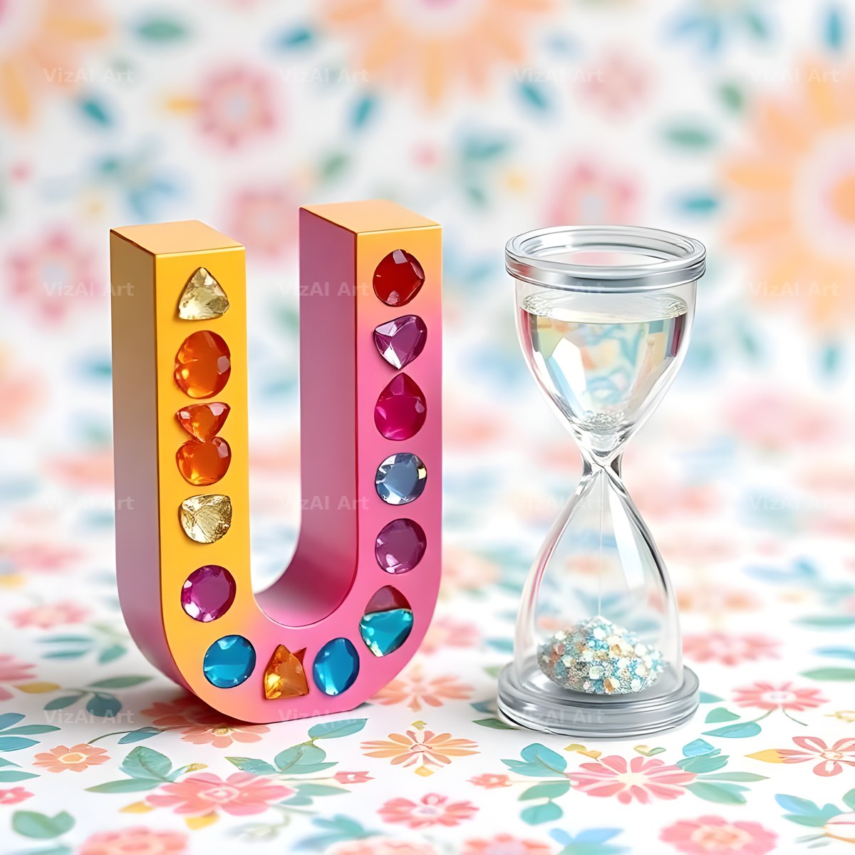 Vintage Hourglass alphabet letter U