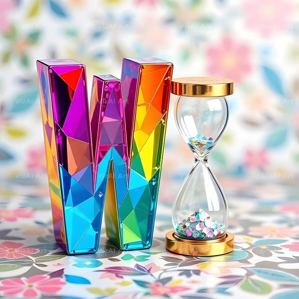 Vintage Hourglass alphabet letter W
