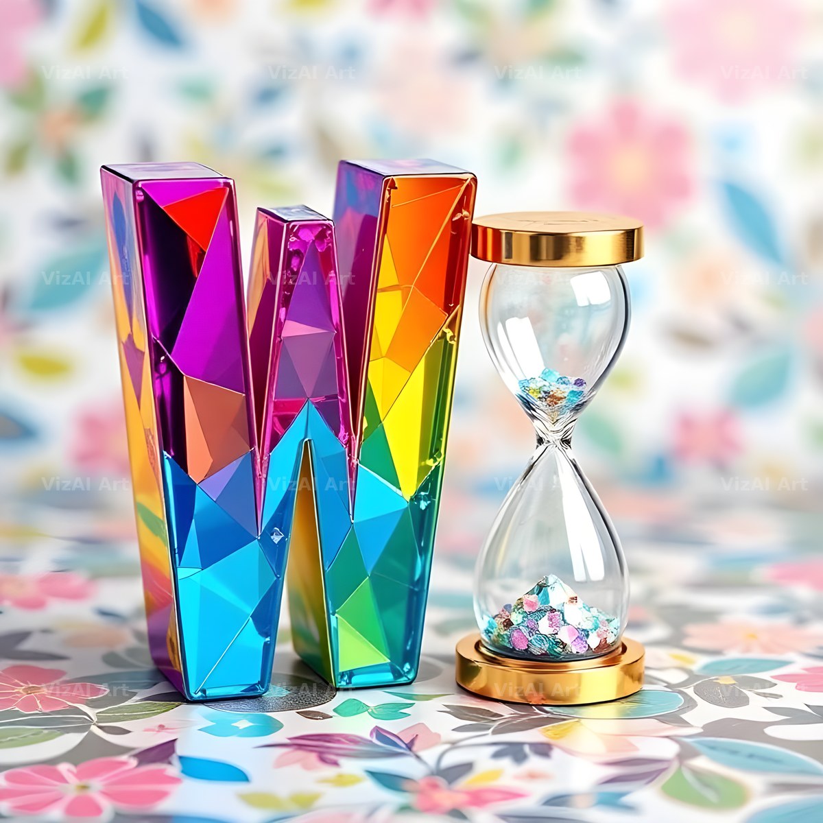 Vintage Hourglass alphabet letter W