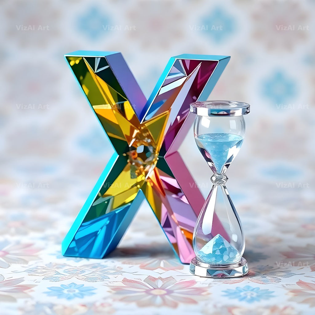 Vintage Hourglass alphabet letter X